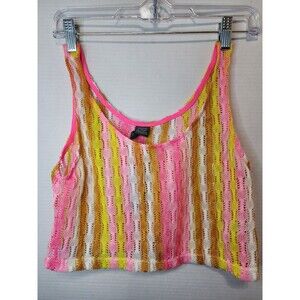 Wild Fable Women's Openwork Swing Crop Tank Top Sheer Crochet Size X Small Pink
